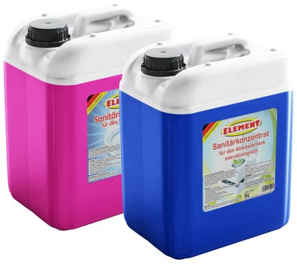 Sanitärflüssigkeit Set 2 x 5 Liter für Campingtoiletten für Frisch- und Abwassertank Chemietoiletten Zusatz Camping WC Spülwassertank Sanitärkonzentrat Campingtoilette Abwassertank WC
