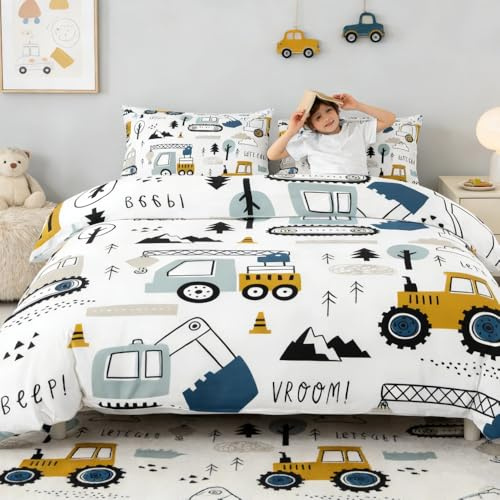 Set di biancheria da letto per bambini con cartoni animati per auto, set di biancheria da letto, copripiumino e accessori per la decorazione per auto con