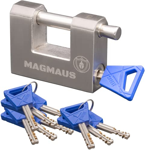 Magmaus® RTX/70 Robustes, wetterfestes Vorhängeschlöss für den Außenbereich mit 10 Schlüsseln – Ideal für Container, Schuppen, Ketten, Tore, Garagen
