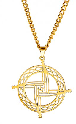 EUEAVAN Collier avec pendentif croix de Saint Brigide traditionnelle irlandaise celtique - Amulette chrétienne païenne religieuse - Cadeau pour femme et homme, Acier inoxydable, Pas de gemme