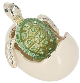 Tiiyee Hatching Turtle Trinket Box, Hinged Jewelry Box Mini Ring Organizer Bejeweled Storage Figurine Collectible Keepsake Home Decor Easter Gifts for Earrings Necklace Holder Case Girls Women