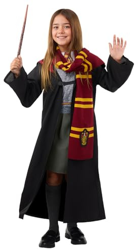 Funidelia Offizielles Hermione Granger Kostüm für Mädchen mit Umhang, Kleid, Schal und Zauberstab, Gryffindor Kinderumhang Hogwarts, Karneval, Halloween und Partys – Größe 10-12 Jahre