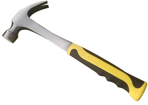 Martello da carpentiere dritto da 453,6 g, per elettricisti, falegnami per il miglioramento della casa, manico lungo dritto strappato artiglio con faccia liscia e impugnatura di riduzione degli urti