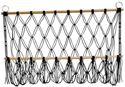 Baoblaze Wall Hanging Storage Net Stuffed Animal Hammock Net Space Saving Boho Macrame Toy Organizer Holder for Nursery Playroom, Black