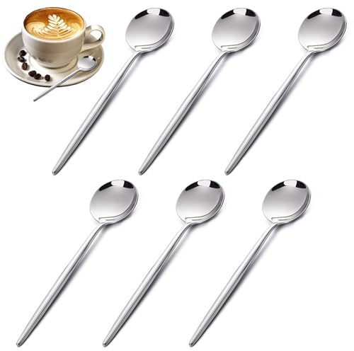 HIKPACKER Cucchiaini da tè, 6 Pezzi Cucchiaini da Caffè in Acciaio Inox, Cucchiaini da Dolce, Lucidato a Specchio, Cucchiai da Dessert, Set di Cucchiaini da Caffè per tè Caffè Torte Dessert Argento