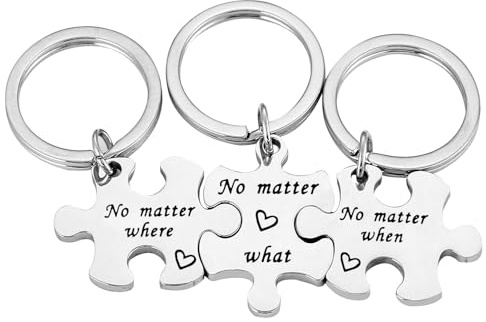 Nimteve Lot de 3 porte-clés pour relation longue distance, cadeau d'amitié pour couple, sœur, amie, cadeau de remise de diplôme pour sœur, amie, puzzle, cadeau d'amitié