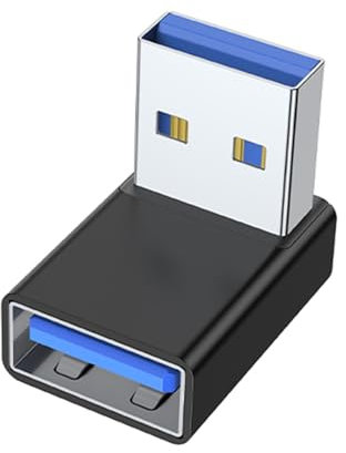 Adaptador de extensión USB 3.0 macho a hembra de 90 grados en ángulo recto hacia arriba y hacia abajo para ordenador portátil, convertidor de extensión USB