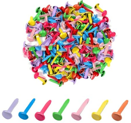 Musterbeutelklammern Musterklammern Metall100stk Rundkopfklammern Mini Brads Leicht und Wiederverwendbar Für Schule Büro Papier Briefklammern Basteln Handwerk DIY