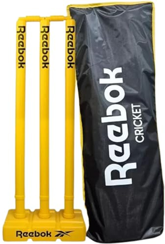 Reebok Juego de muñón de críquet con fiadores, Base Pesada y Funda de Transporte Premium, Multicolor