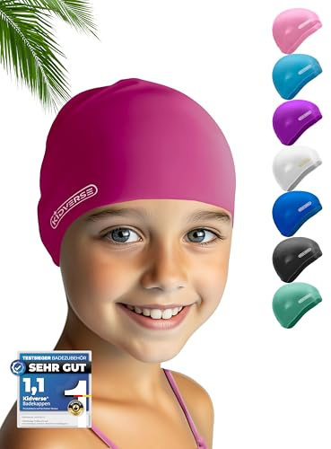 KIDVERSE Bonnet de Bain Enfant - Tissu antidérapant avec Protection UV - Piscine Fille garçon - qualité certifiée