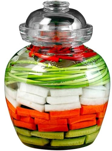 Vasija De Fermentación Tarro De Encurtidos con 4 Opciones De Capacidad, Tarro De Kimchi De Vidrio Transparente Y Visible, Tarros De Fermentación con Sello De Agua(2.5kg)