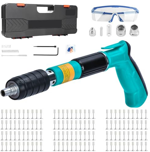 DkevEu Pistola Manuale Sparachiodi con 110 Chiodi Tondi, Kit per Unghie in Calcestruzzo, Portatile Nail Gun, Pistola Per Chiodi In Acciaio Regolabile a 5 Velocità, Strumento di Fissaggio a Parete