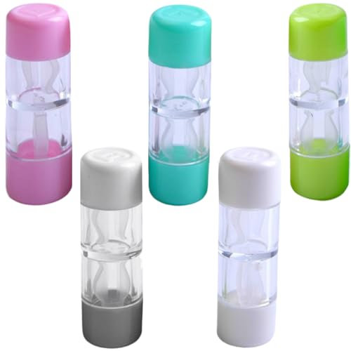 JEYORZY 5 PCS Contenitori per Lenti a Contatto Dure, contenitori per lenti a contatto, Mini Dimensioni da Viaggio, contenitore per lenti a contatto per uso quotidiano, Scatola Protettiva per Lenti