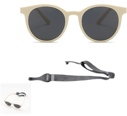 LILIKAI Baby Sonnenbrille, Kinder Sonnenbrille, Polarisierte Kindersonnenbrille, Verstellbar Silikonrahmen, Kleinkind, Babysonnenbrillen für Jungen/Mädchen (Beige)