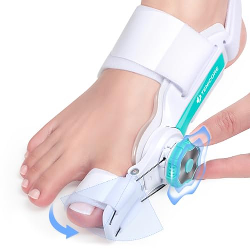 TENICORE Hallux Valgus Korrektur Einstellbarer Knopf Hallux Valgus Schiene Zehenspreizer für Großzehe Begradigen 1 Stück Dick Silikon Zehentrenner Aktualisierte Fassung