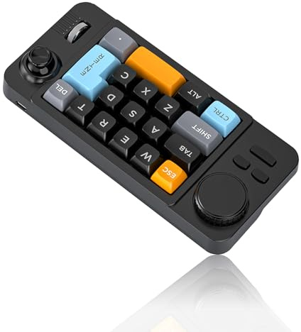 Lazmin112 Teclado Macro Programable, Teclado Mecánico para Una Sola Mano, RGB, Intercambiable En Caliente, 19 Teclas, Rueda Giratoria, Control Joystick, Cable Tipo C, Trabajar/Jugar