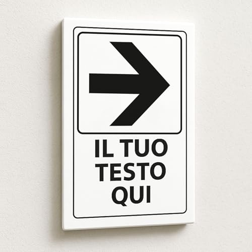 Cartello Personalizzato con Freccia Destra 30x20 cm - Plastica Rigida 5 mm - Resistente Esterno/Interno - Testo Personalizzabile, Scelta Font Colore e Fissaggio - Prodotto in Italia