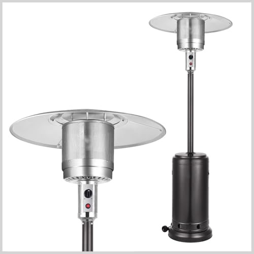 EMPOTEC Fungo Riscaldante da Esterno con Accensione Piezoelettrica e Ruote, 15Kw, h225 cm x ø82,5 cm