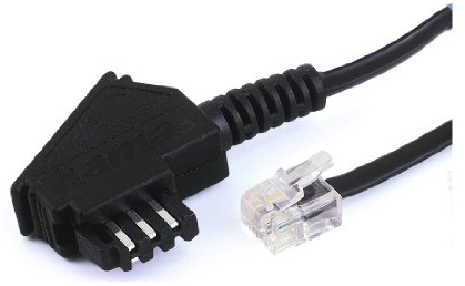 Hama-Cavo adattatore da presa TAE-F, modulare con connettore 6P4C, lunghezza: 1,5 m, colore: nero