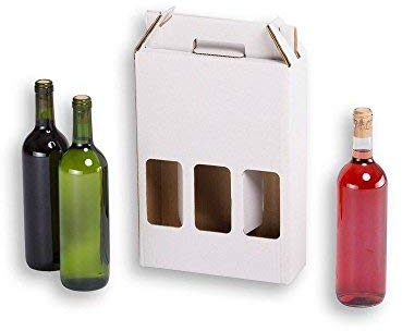 Cajas para botellas de vino automontables. Estuche de cartón, automontables, medida estándar. TeleCajas X20CBVB3 (x20) (para 3 botellas)