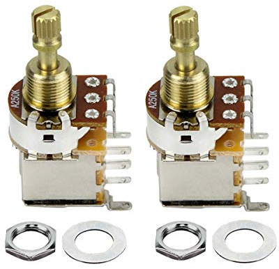 FLEOR 2PCS A250K Push Push Bounce Switch Potentiometer Audio Taper Pot Short Split Copper Shaft for Electric Guitar Bass Volume/Tone Controls