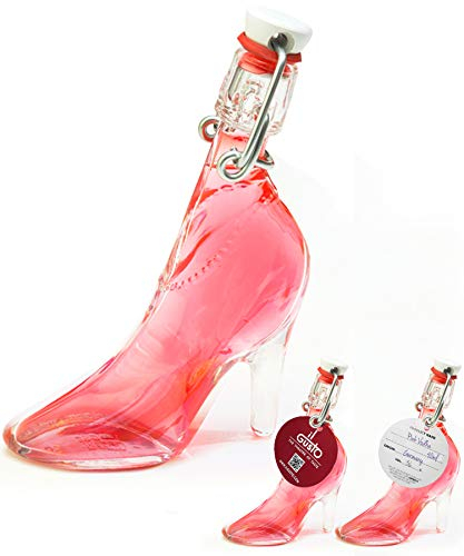 IL GUSTO Pink Vodka in Stiletto – Lady Shoe Glass Bottle 40ml – Premium Fruity Berries Vodka 36% ABV – Unique Gift for Her