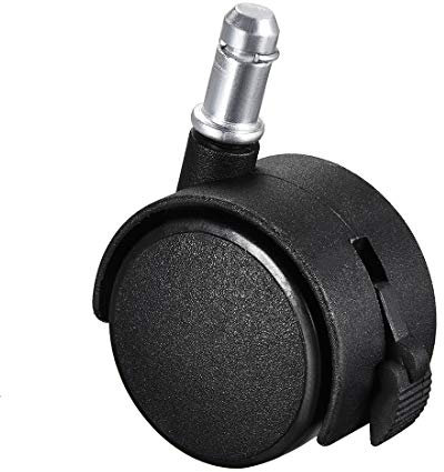 sourcing map 2-inch Swivel Casters Nylon Twin Wheel Universal 11mmx22mm Stem Caster Black with Brake