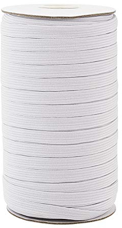 Pandahall 100 Yards Elastic Bands 5/16 inch Flat Width Stretchy Braided Elastic Cords for DIY Jewelry Making Sewing and Crafting (White)