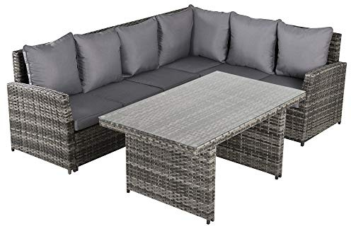 Outsunny Salotto da Giardino Set 3 Pz con 2 Divani da Esterno e 1 Tavolo da Giardino in Rattan Sintetico Grigio