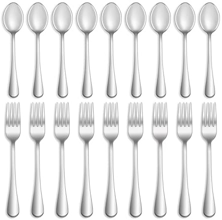 16 Pcs Forks and Spoons Silverware Set,Food Grade Stainless Steel Flatware Cutlery Set for Home,Kitchen and Restaurant,Mirror Polished,Dishwasher Safe - 8 Dinner Fork(8 inch) and 8 Teaspoon(6.5 inch)
