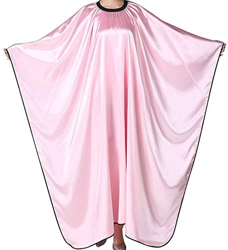Iusmnur Barber Cape, Professional Hair Salon Cape with Adjustable Metal Clip, Shampoo Hair Cutting Cape for Barbers and Stylists - 55 x 63 inches (Pink)
