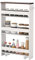 GIANTEX Nischenregal 13cm breit, Küchenregal Küchenschrank Küchenwagen, Nischenschrank Nischenwagen auf Rollen, Badregal Rollwagen Holz 4 Etagen, Schmales Regal für Küche, 47,5 x 13 x 80,5 cm