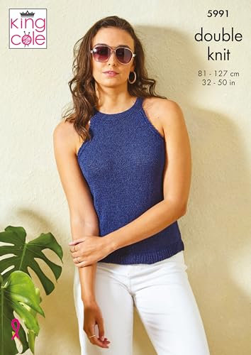 King Cole Ladies DK Knitting Pattern Stocking Stitch or Cable Panel Top (5991)