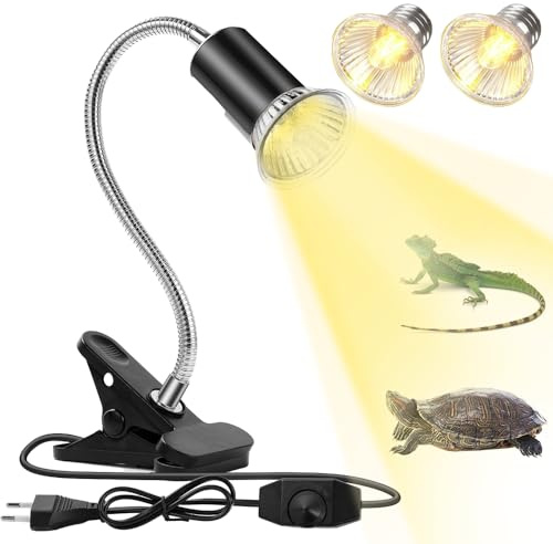 mizikuu Schildkröte Wärmelampe, 50W Reptilien Terrarium Lampe UVA/UVB Wärmespotlampe mit Clip E27 Reptilien Heizlampe Wärmestrahler Aquarium Tiere für Schildkröte Eidechse Schlange Spinne Amphibien