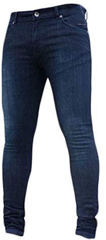 Générique Coupe 4 Poches Denim Regular Fit Jambe Droite Élastique Grandes Tailles Hommes Jeans Biker en Denim pour Hommes Look Destroy (Bleu,M,M)
