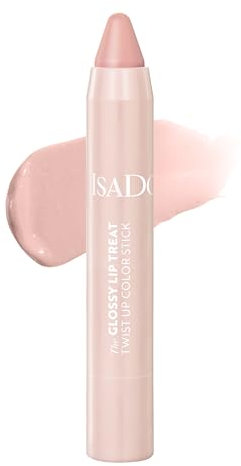 Isadora The Glossy Lip Treat Twist Up Colour Lip Stick - Feuchtigkeitsspendender Lippenstift mit Squalan - Vegan, tierversuchsfrei, aufpolsternd, nicht klebend, Gloss (Clear Nude 00, 3,3 g)