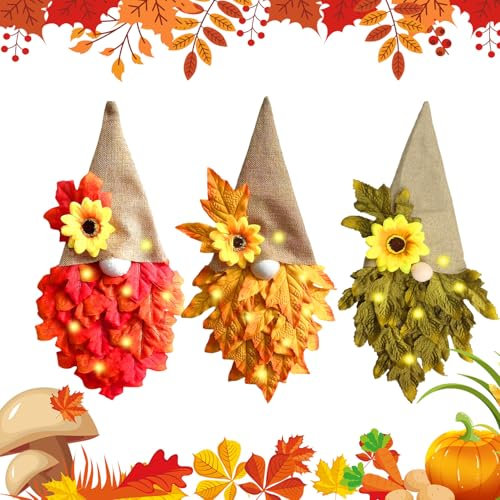SJUNJIE 3 Stück Herbstdeko 40 * 20cm Herbstdeko Wichtel Einzigartiges Design Artificial Wreath of Maple Leaves Geeignet Zum AufhäNgen Von Türen Wänden Terrassen Fluren und Kaminen
