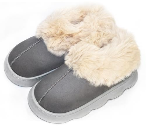 Micifuzz Zapatillas Casa Mujer Invierno, Pantuflas Invierno Calientes Forro (Gris, Adulto, Mujer, 40, Números (rango), Sistema tallas calzado EU, 41, mediano)