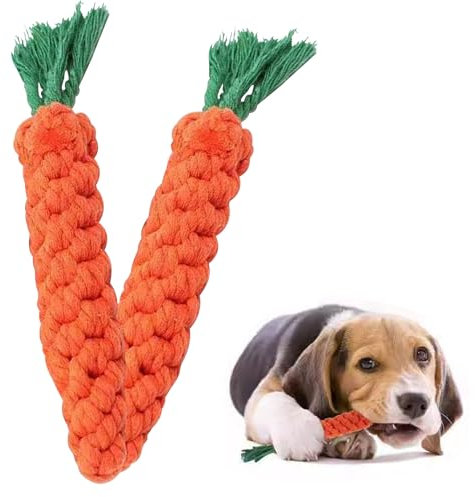2 Stück Karotte Hundespielzeug,Hundespielzeug für Kleine Hunde,Geflochtenes Seil Spielzeug für Welpen,Interaktives Kauspielzeug Karotte Seil für Kleine und Mittelgroße Hunde,Robustes Puppy Spielzeug