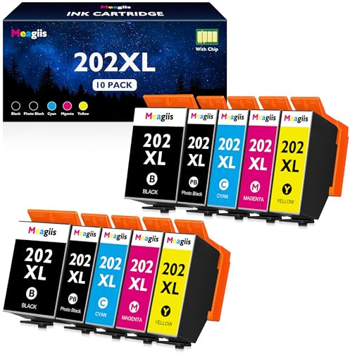 Meagiis 202XL Cartucce d'inchiostro Compatibile per Epson 202XL per Epson Expression Premium XP-6000 XP-6005 XP-6100 XP-6105 Stampante (2 Nero, 2 Foto Nero, 2 Ciano, 2 Magenta, 2 Giallo)