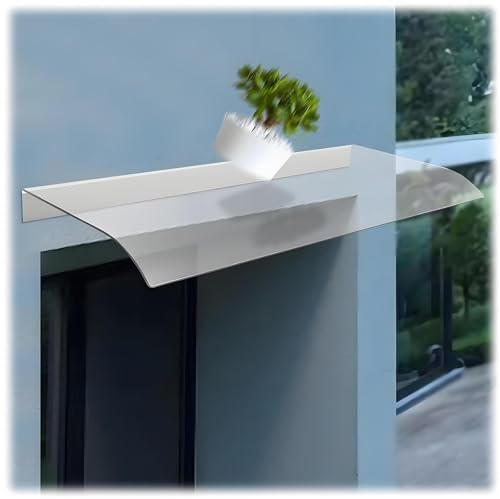 Tejadillo de Protección para Puertas Ventanas, Marquesina de Policarbonato Transparente Techado de Entrada 80x45cm 120x45cm 130x45cm 180x45cm