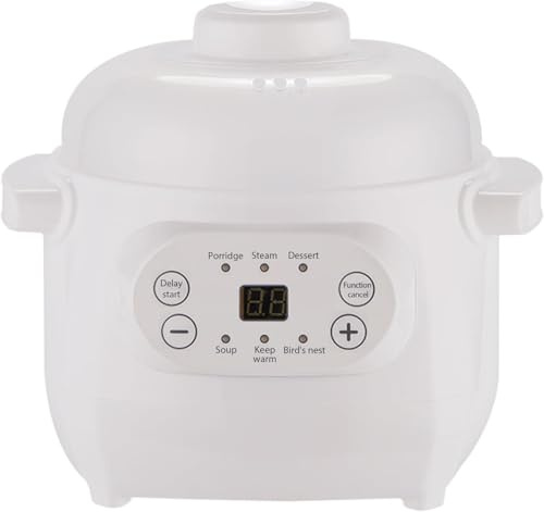 Slow Cooker, Pentola Cottura Lenta, Fornello Elettrico in Ceramica Ceramic Non-Stick, 1 Litro 220 V 200 W Piccola Pentola Versatile con 6 Modalità di Cottura, Contenitore di Cottura Rimovibile