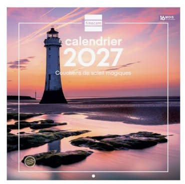 Finocam Calendrier Mural 30x30 à Remplir 2027 | Photos Couchers de soleil magiques · Langue : Français - Calendrier mensuel - Planning et Organisation