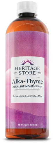 HERITAGE STORE Alka-Thyme Mouthwash - Natural Alkaline Mouth Wash for Adults, Daily Freshener for Dry Mouths with Thymol, Eucalyptus Oil, & Sodium Bicarbonate - Cool Mint Flavor 16 fl oz