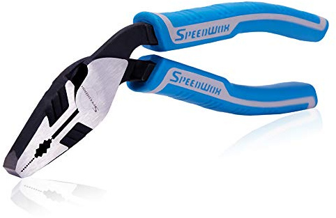 SPEEDWOX Combination Pliers Lineman Pliers Heavy Duty 7-1/2 Inches Reduce Effort by 35% Angled Head Wire Side Cutting Multi Use Pistol Grip Remove Screws Bolts Professional Tool