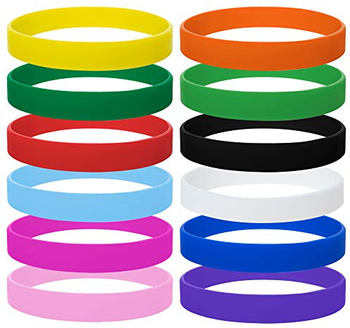 GOGO 12 PCS Assorted Silicone Wristbands for Kids Rubber Bracelets Bulk for Party Favors