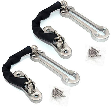 NUZAMAS 2 de cerradura de cadena de puerta de acero inoxidable, seguridad de cerradura de puerta secundaria, limitador de puerta frontal, limitador de puerta externo, más grande