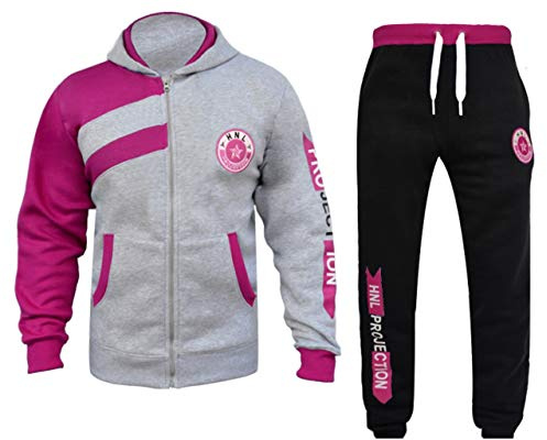 GUBA® Survêtement HNL Projection pour enfants garçons et filles de 2 à 13 ans, Gris/rose, 9-10 ans
