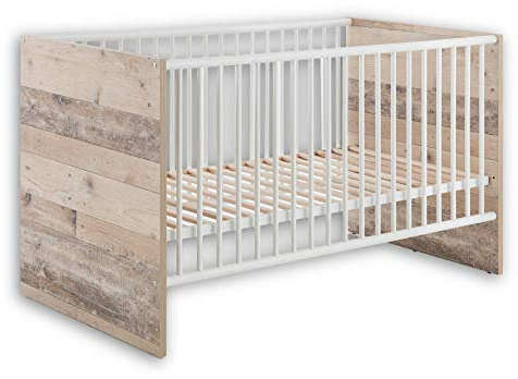 Stella Trading RONNY Sicheres Babybett mit 70 x 140 cm Liegefläche - Schönes Baby Gitterbett für einen geborgenen Schlaf in Old Style Optik, weiß - 76 x 82 x 145 cm (B/H/T)