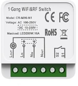 MHCOZY Module d'interrupteur WIFI Tuya Smart Life APP Télécommande,Interrupteur d'éclairage intelligent DIY, Compatible avec Alexa Google Home 1/2 Canal 16A